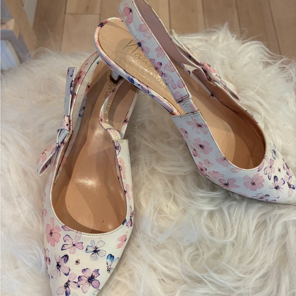 Nanette Lepore Pink and Purple Floral Heels